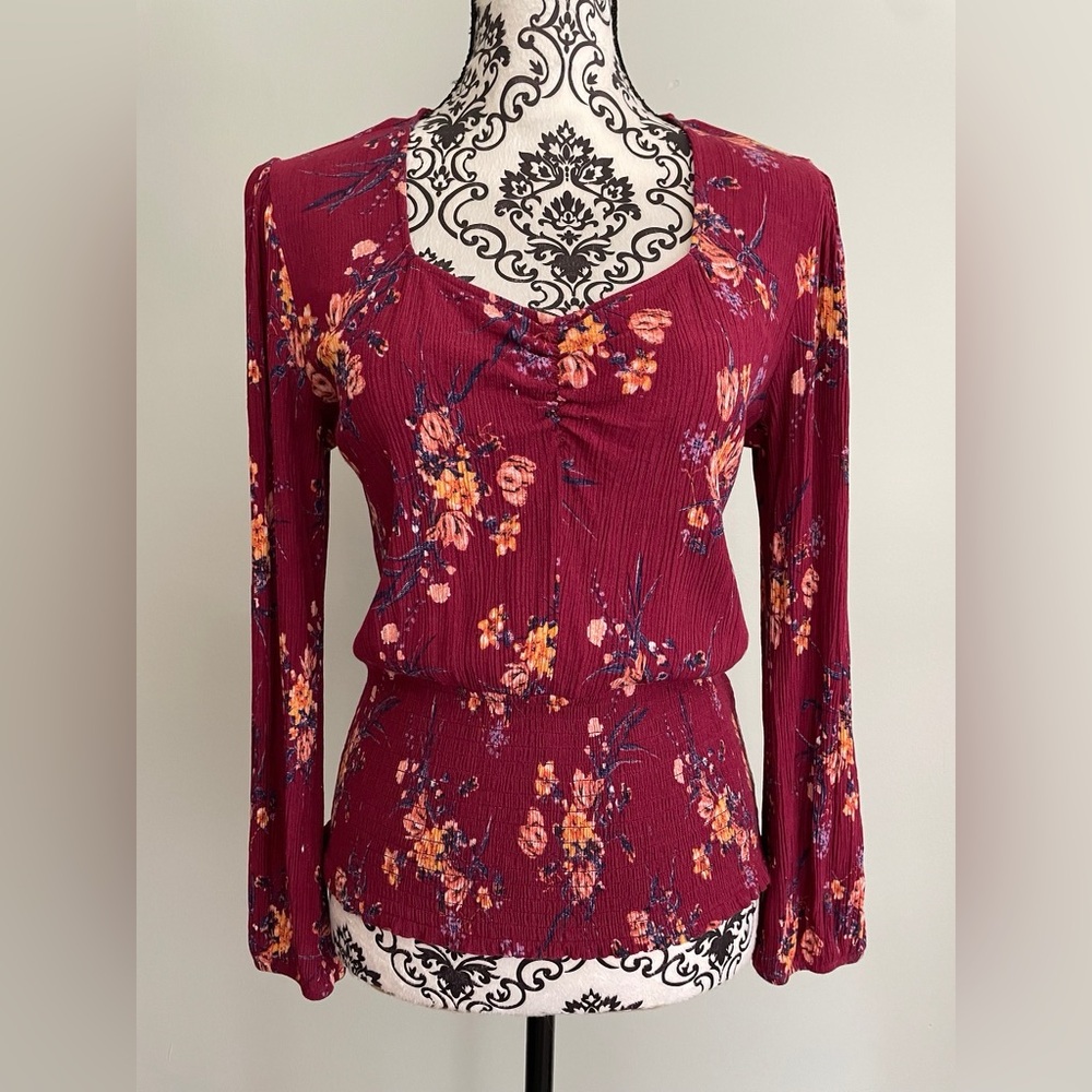 Floral Burgundy Women's Top